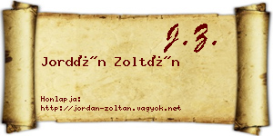 Jordán Zoltán névjegykártya